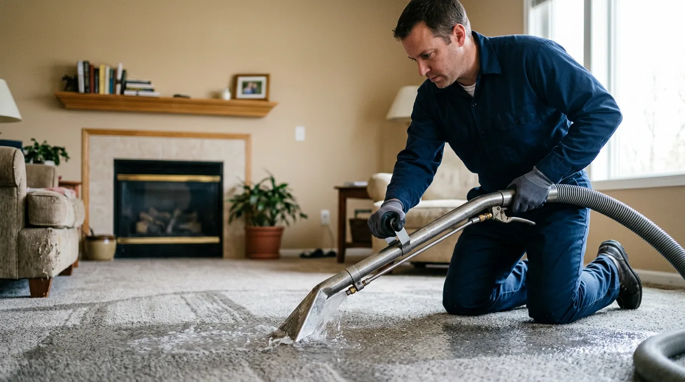 Water damage restoration technician working near Thurmond, WV